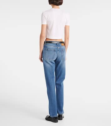 T-shirt cropped in cashmere con logo | Prada