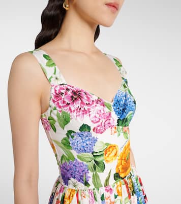 Abito lungo in popeline di cotone con stampa | Dolce&Gabbana