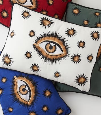 Eye embroidered cotton cushion | Les-Ottomans