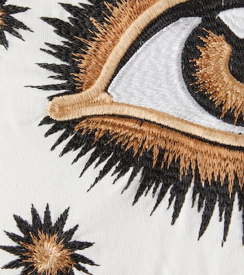 Eye embroidered cotton cushion | Les-Ottomans