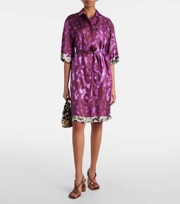 Abito chemisier in seta con stampa | Dries Van Noten