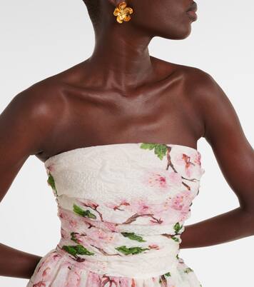 Floral silk-blend organza bustier dress | Oscar de la Renta