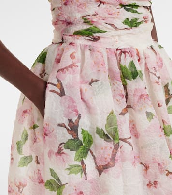 Floral silk-blend organza bustier dress | Oscar de la Renta