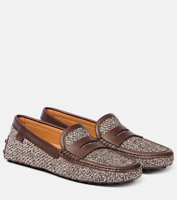 Gommino leather-trimmed tweed driving shoes | Tod's