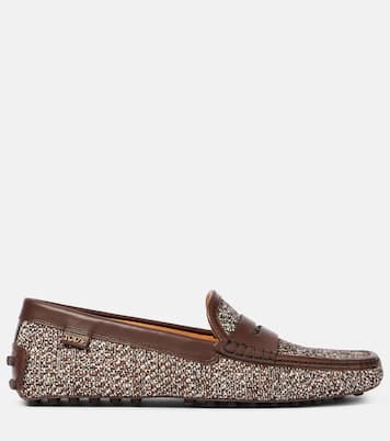 Gommino leather-trimmed tweed driving shoes | Tod's