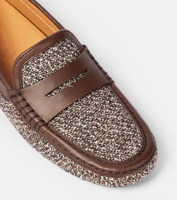 Gommino leather-trimmed tweed driving shoes | Tod's
