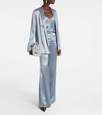 Weite High-Rise-Hose Julianne aus Satin | Galvan