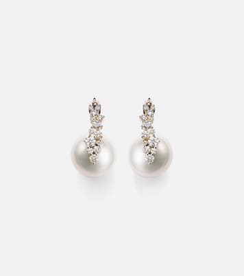 Cocktail 14kt gold earrings with pearls and diamonds | Sydney Evan