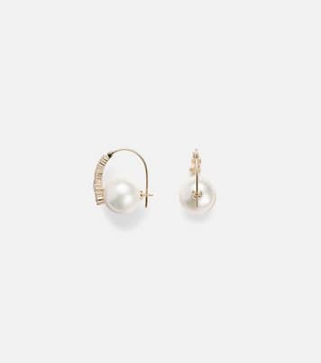 Cocktail 14kt gold earrings with pearls and diamonds | Sydney Evan