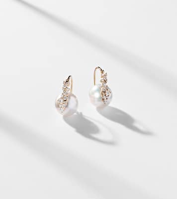 Cocktail 14kt gold earrings with pearls and diamonds | Sydney Evan