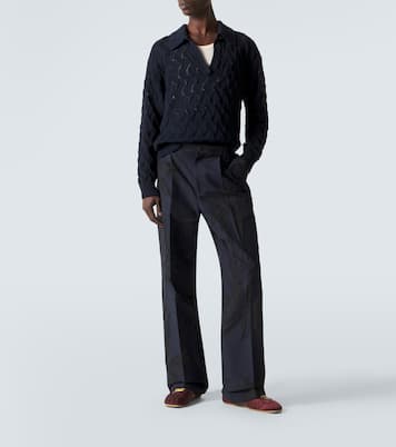 حذاء سنيكرز مقلّم بالجلد | Dries Van Noten