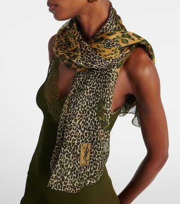 Leopard-print silk scarf | Saint Laurent