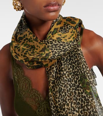Leopard-print silk scarf | Saint Laurent