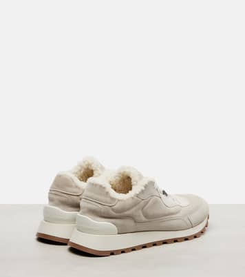 Shearling-lined suede low-top sneakers | Brunello Cucinelli