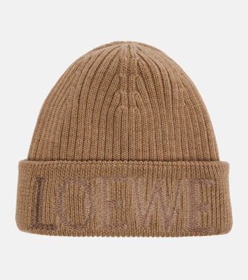 Logo embroidered ribbed-knit wool beanie | Loewe