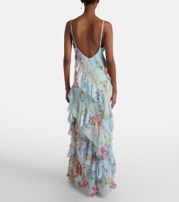 Floral ruffled silk slip dress | Camilla