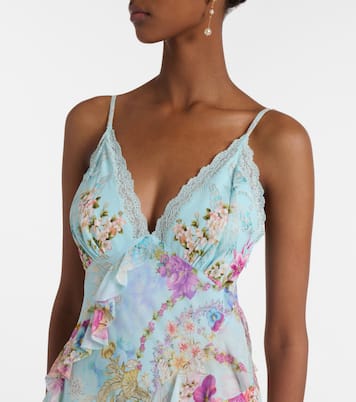 Floral ruffled silk slip dress | Camilla