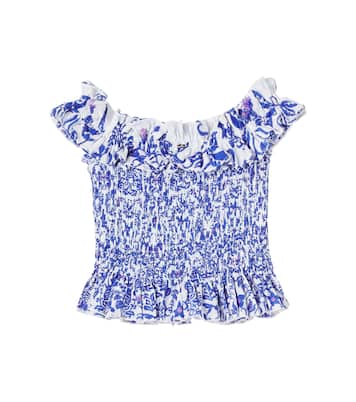 Alitza floral smocked cotton top | Poupette St Barth Kids