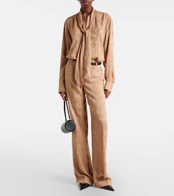 Leopard-print silk-blend jacquard blouse | Stella McCartney