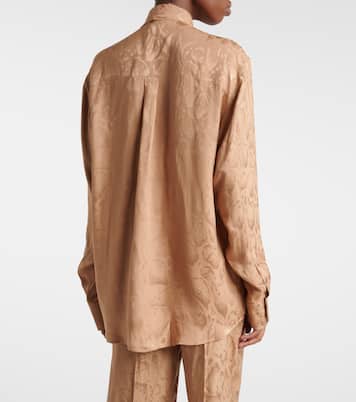 Leopard-print silk-blend jacquard blouse | Stella McCartney