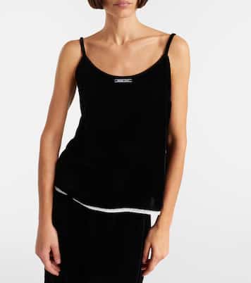 Camisole in velluto con pizzo | Prada
