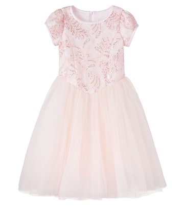 Kleid aus Tüll mit Pailletten und Spitze | Monnalisa