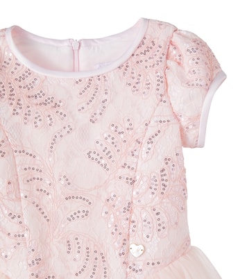 Kleid aus Tüll mit Pailletten und Spitze | Monnalisa