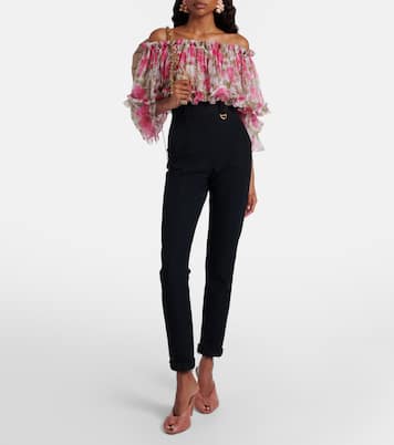 Floral off-shoulder silk top | Chloé