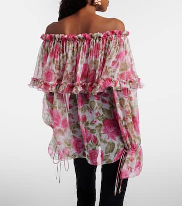 Floral off-shoulder silk top | Chloé