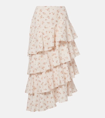 Laura floral tiered cotton midi skirt | Markarian