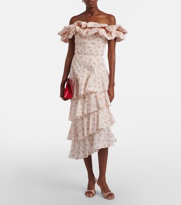 Laura floral tiered cotton midi skirt | Markarian