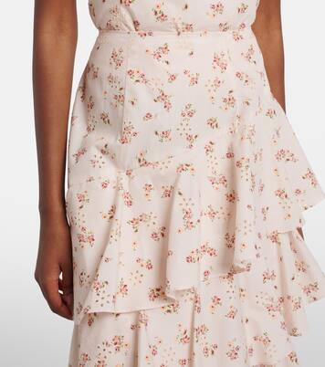 Laura floral tiered cotton midi skirt | Markarian