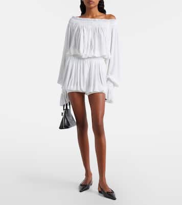 Off-shoulder smocked bodysuit | Norma Kamali