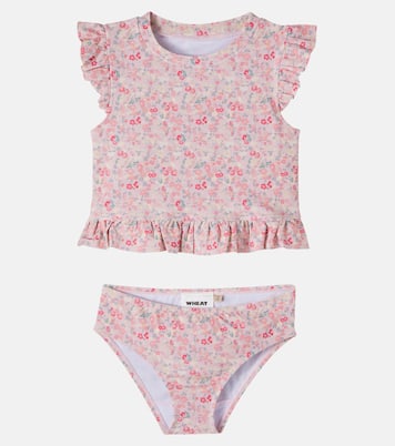 Alma floral ruffled bikini | Wheat