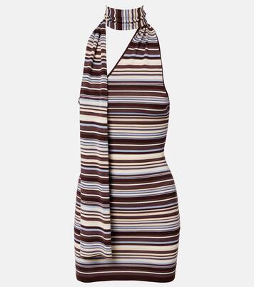 Knitted scarf-detail striped minidress | Aya Muse