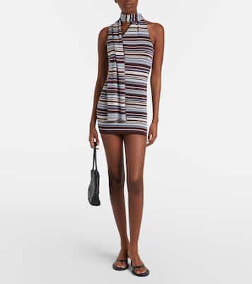 Knitted scarf-detail striped minidress | Aya Muse