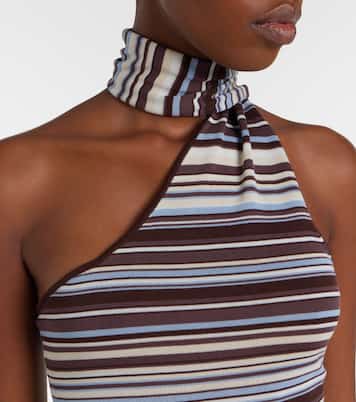 Knitted scarf-detail striped minidress | Aya Muse
