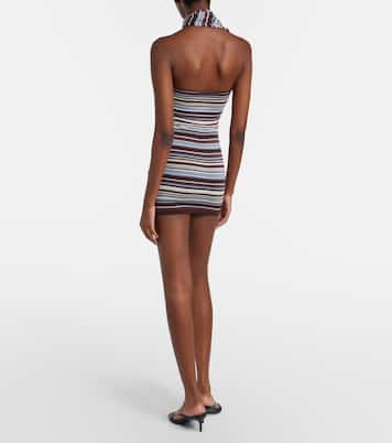 Knitted scarf-detail striped minidress | Aya Muse