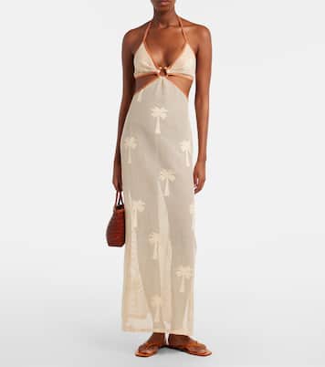 Abito midi in mesh con ricamo | Johanna Ortiz