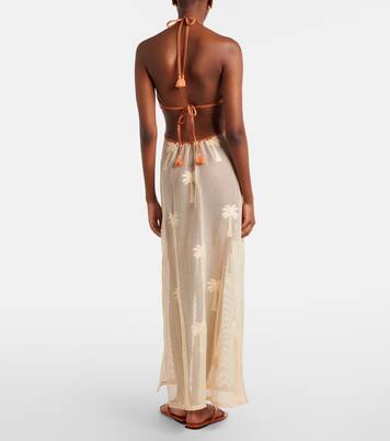 Abito midi in mesh con ricamo | Johanna Ortiz