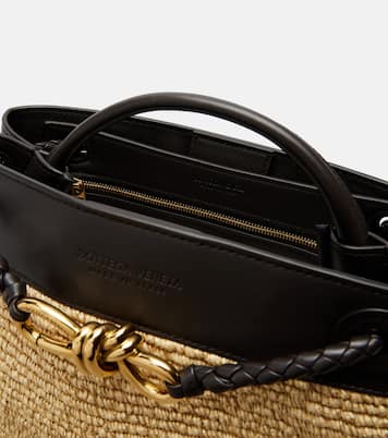 Tote Bag Andiamo Small aus Raffiabast mit Leder | Bottega Veneta