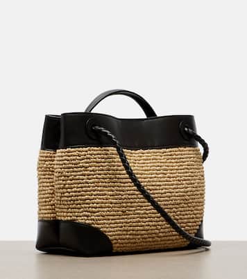 Tote Bag Andiamo Small aus Raffiabast mit Leder | Bottega Veneta
