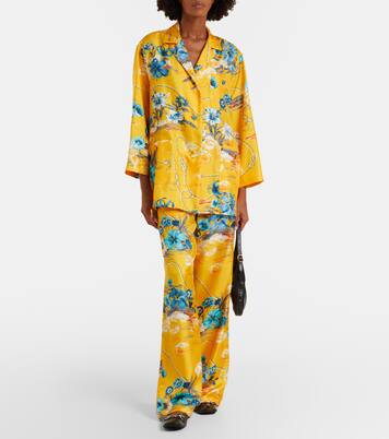 Printed silk twill Palazzo pants | Gucci