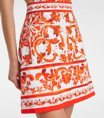 Abito corto Majolica in popeline di cotone | Dolce&Gabbana