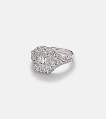 Pavé 18kt white gold pinky ring with diamonds | Shay Jewelry