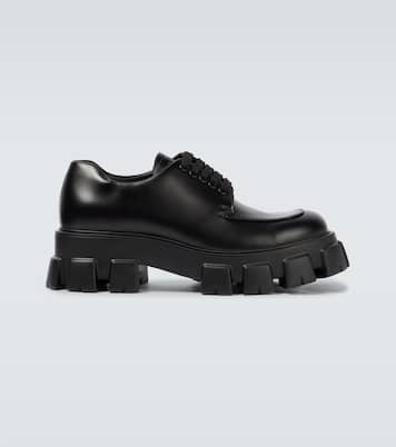 Monolith brushed leather derby shoes | Prada