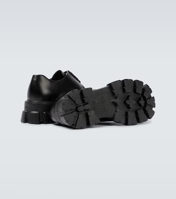 Monolith brushed leather derby shoes | Prada