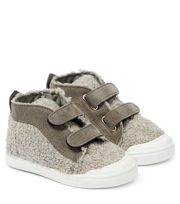 Leather-trimmed teddy sneakers | Il Gufo