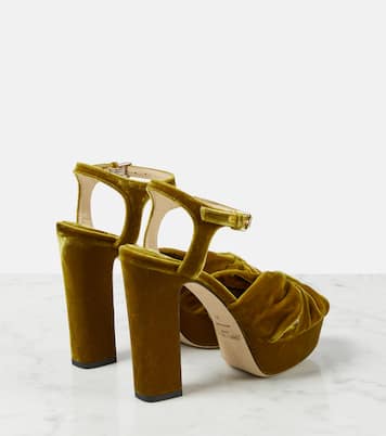 Plateausandalen Heloise 120 aus Samt | Jimmy Choo