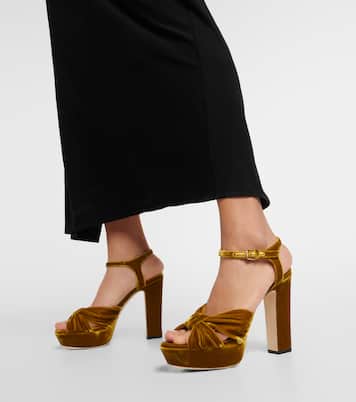 Plateausandalen Heloise 120 aus Samt | Jimmy Choo
